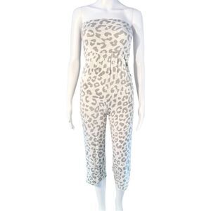 Grey Leopard Strapless Jumpsuit